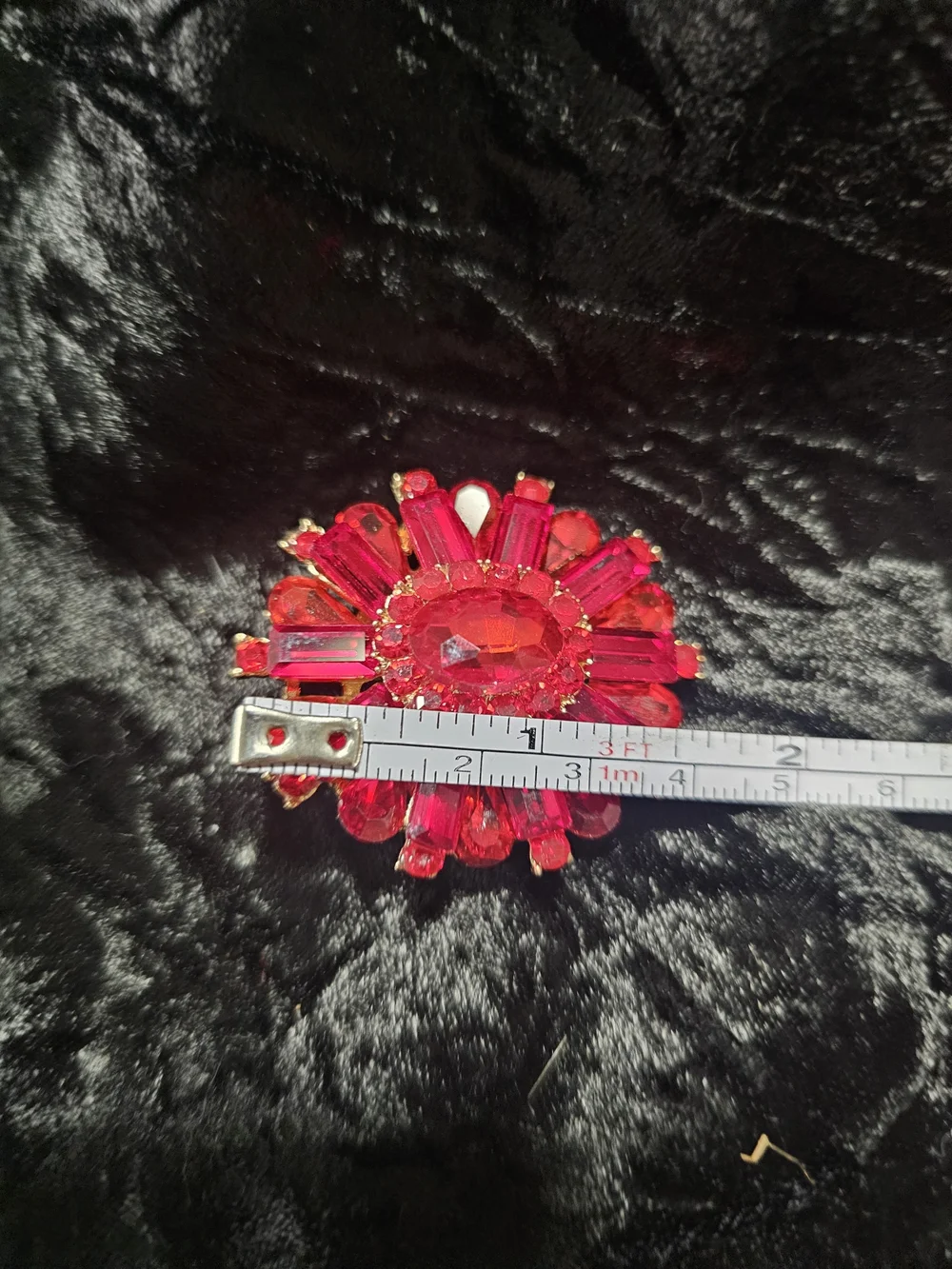 Red Crystal Floral Statement Brooch - Unbranded